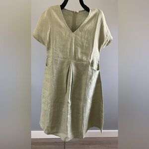 Grae Cove Linen pleated front dress Sz S , NWT